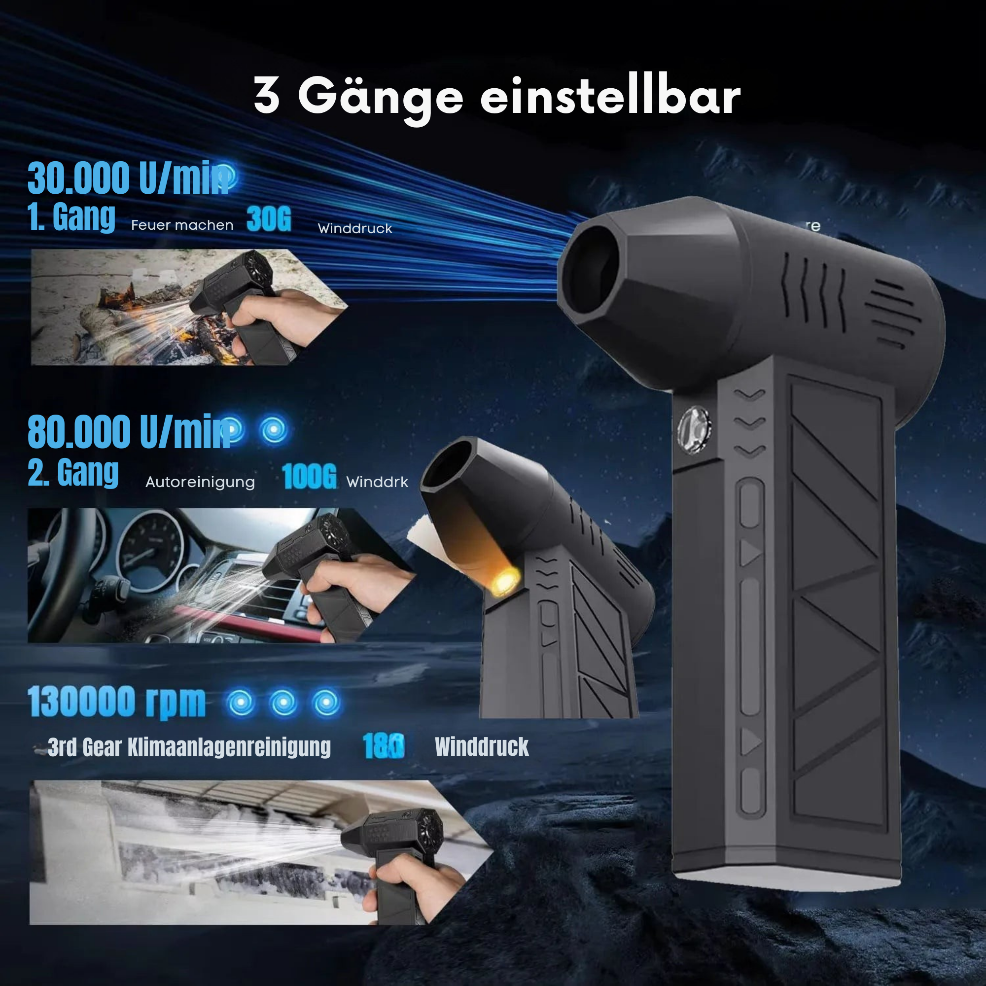 BlitzBläser™ / Kompaktes Gebläse für müheloses Reinigen