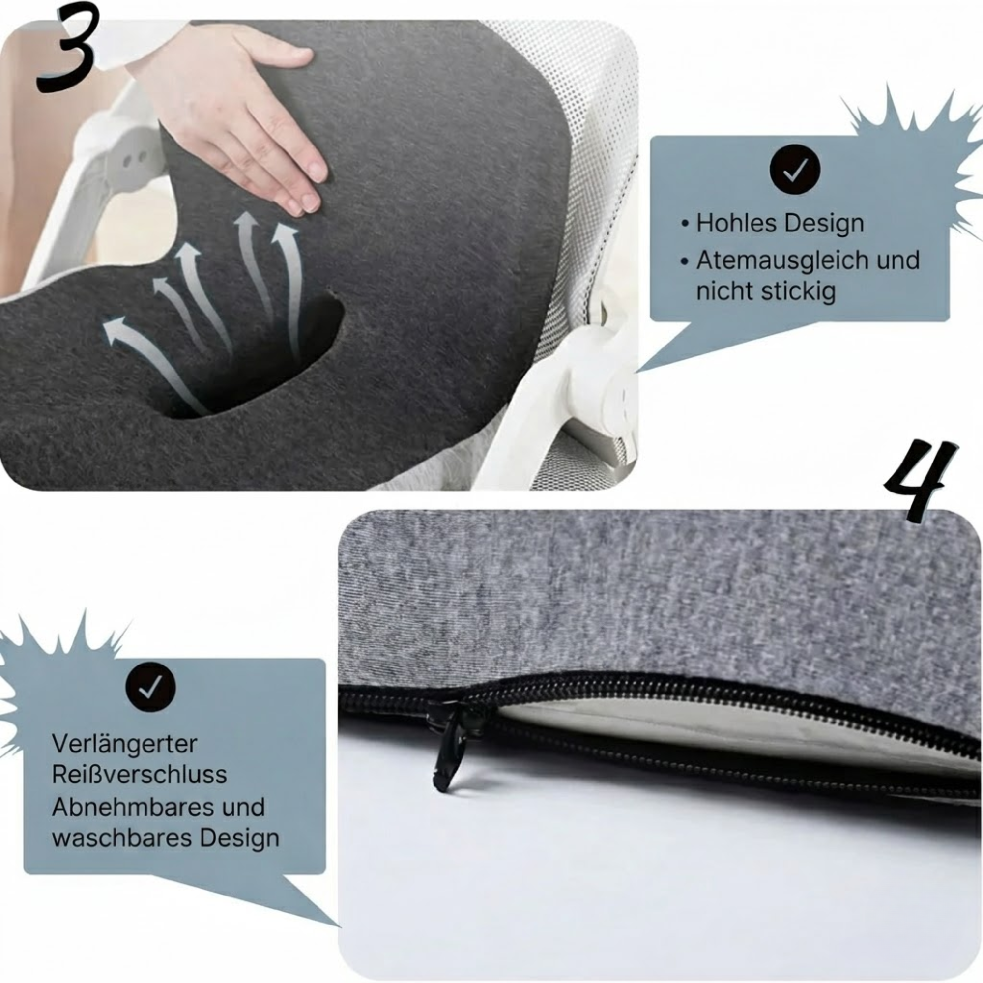 Sitzkissen | Ergonomisches Memory Foam Sitzkissen | Druckentlastend & Rutschfest | CozyGlow