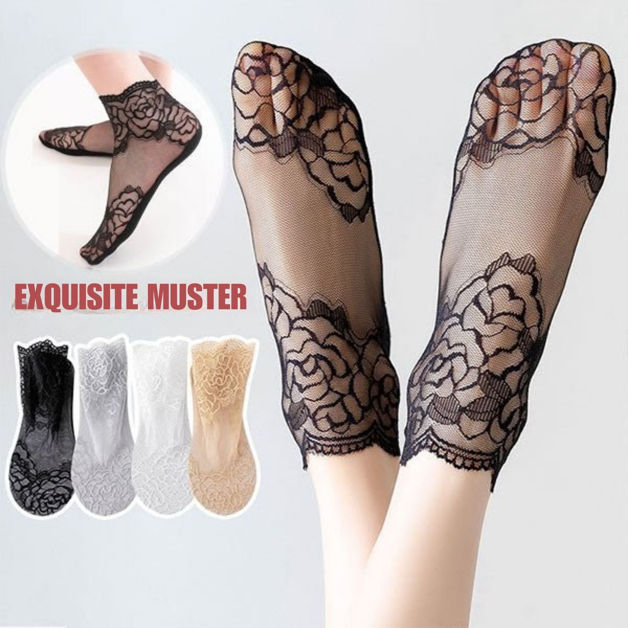 SpitzenSchritt™ / Unsichtbare Spitze Socken (Satz Von 4 Farben)