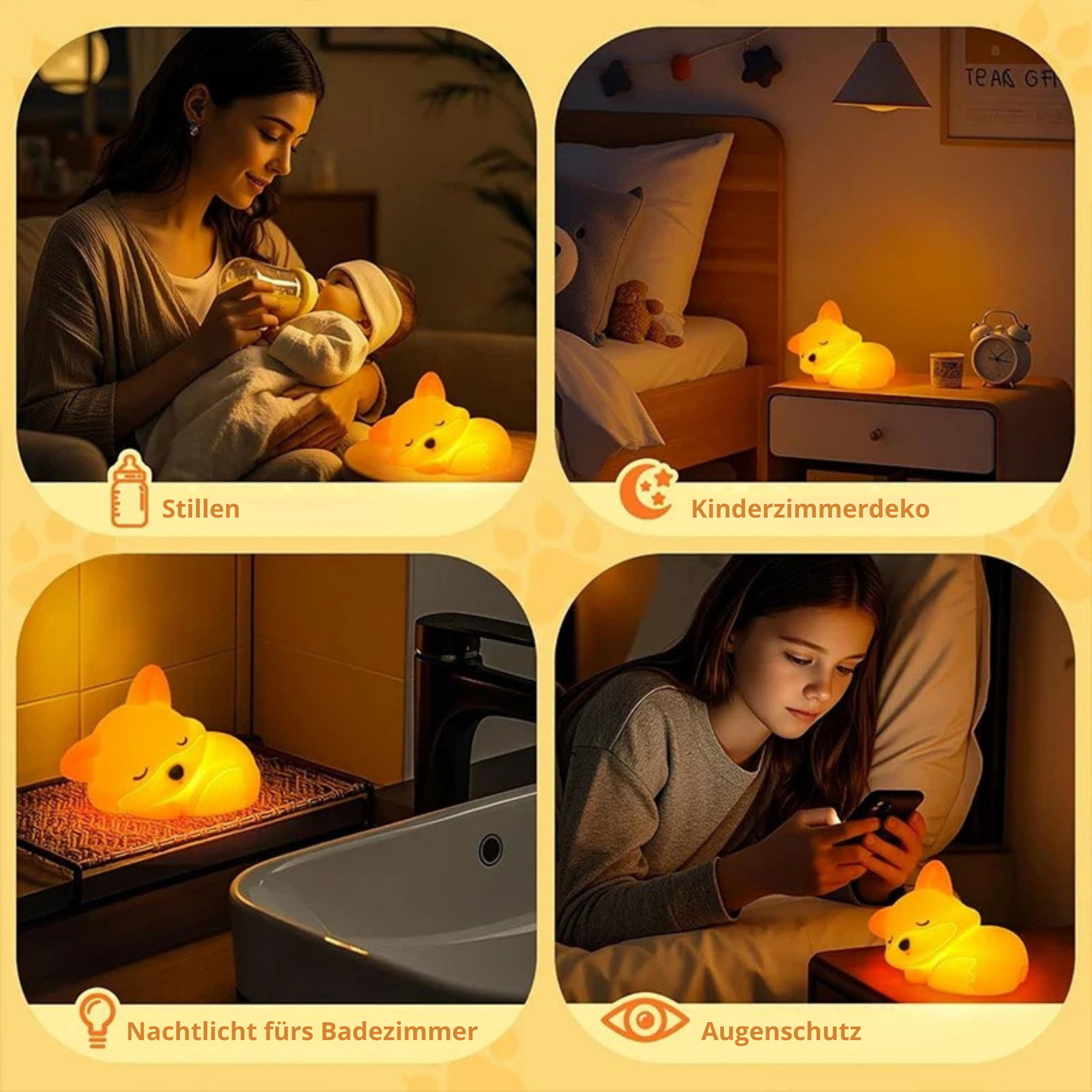 Fuchs Nachtlicht aus Silikon | Wiederaufladbar, dimmbar & mit Timer | Süße Geschenkidee für Kinder & Erwachsene – LittleStar