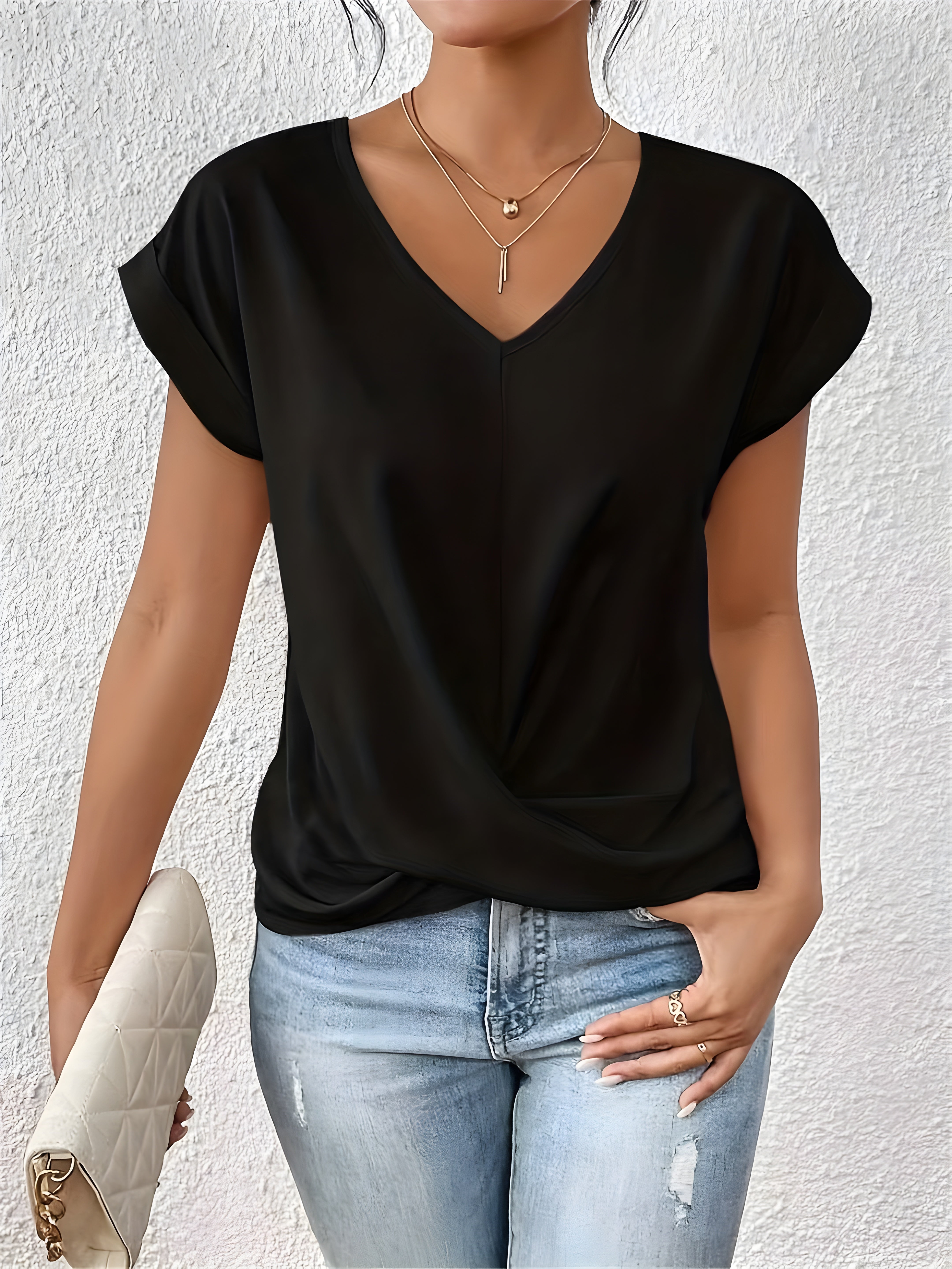 Ilsa™ / Lässiges T-Shirt mit V-Ausschnitt