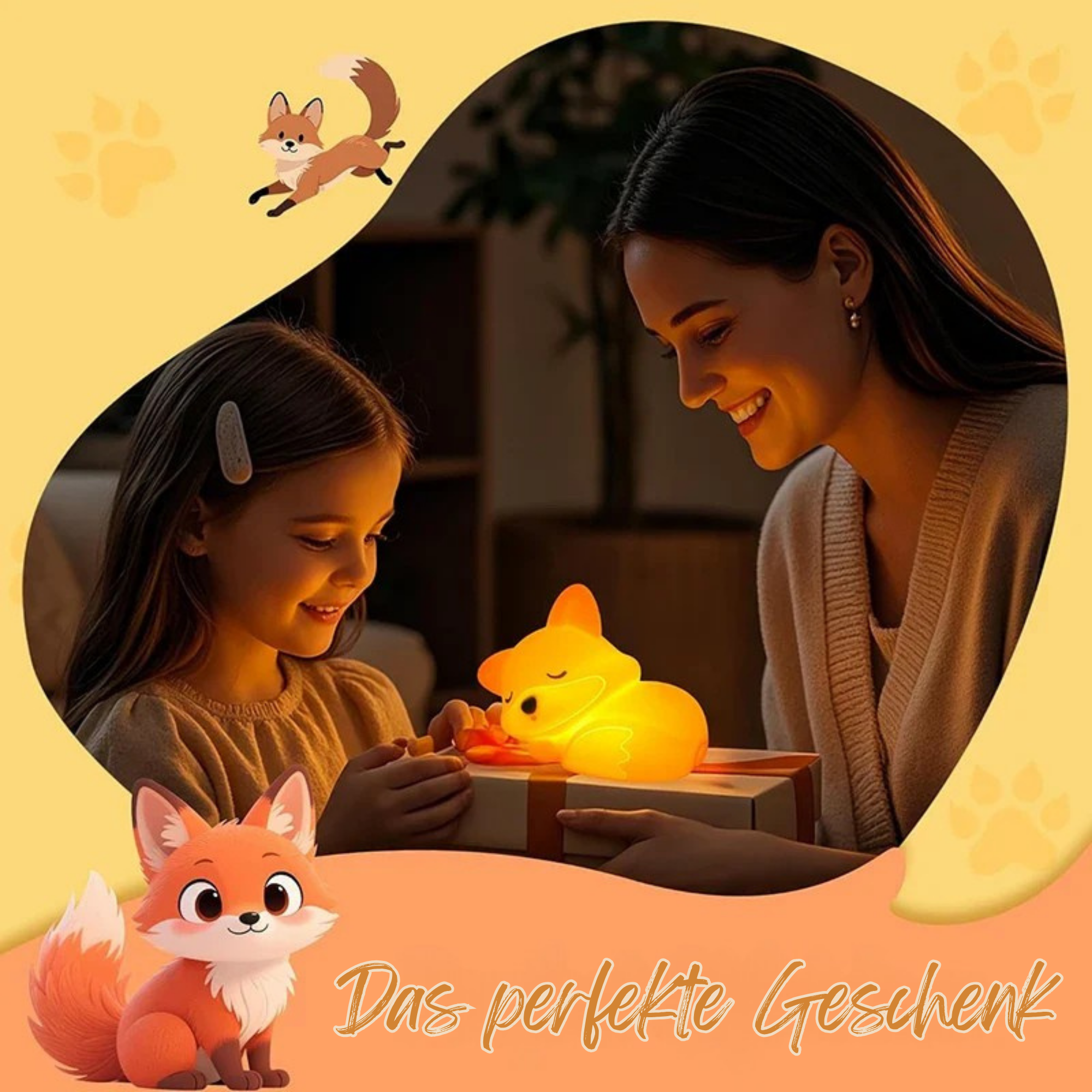 Fuchs Nachtlicht aus Silikon | Wiederaufladbar, dimmbar & mit Timer | Süße Geschenkidee für Kinder & Erwachsene – LittleStar