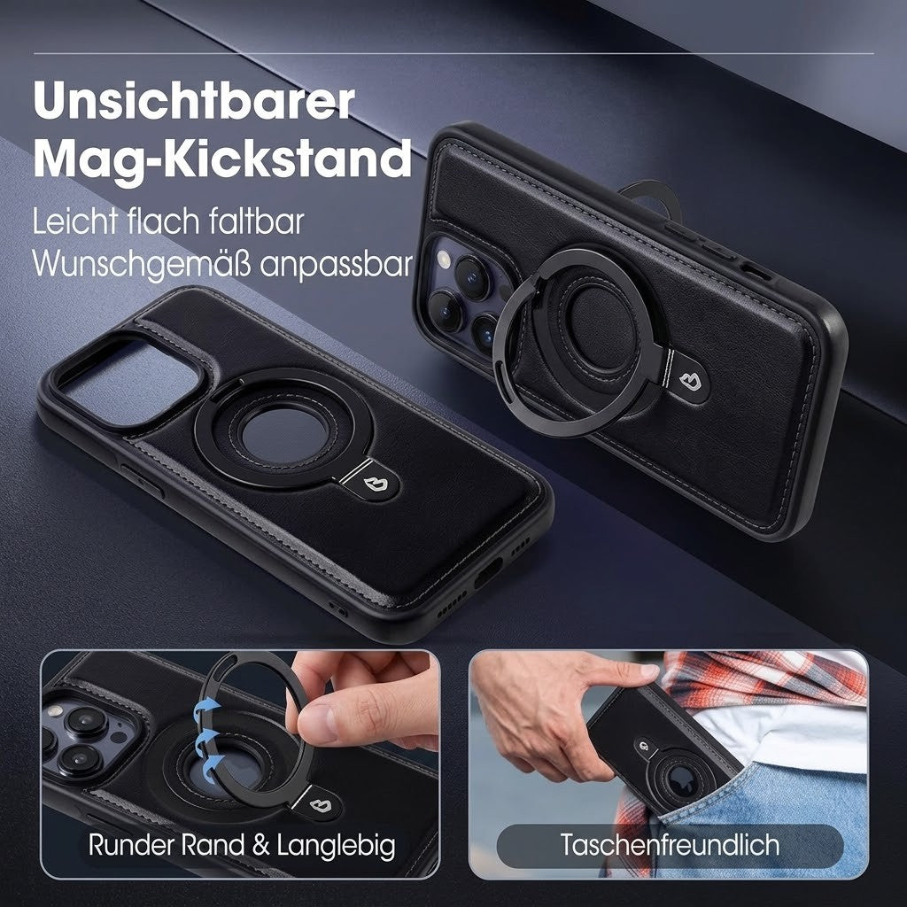 LederLuxus / Superluxuriöse iPhone-Lederhülle mit unsichtbarem Ständer