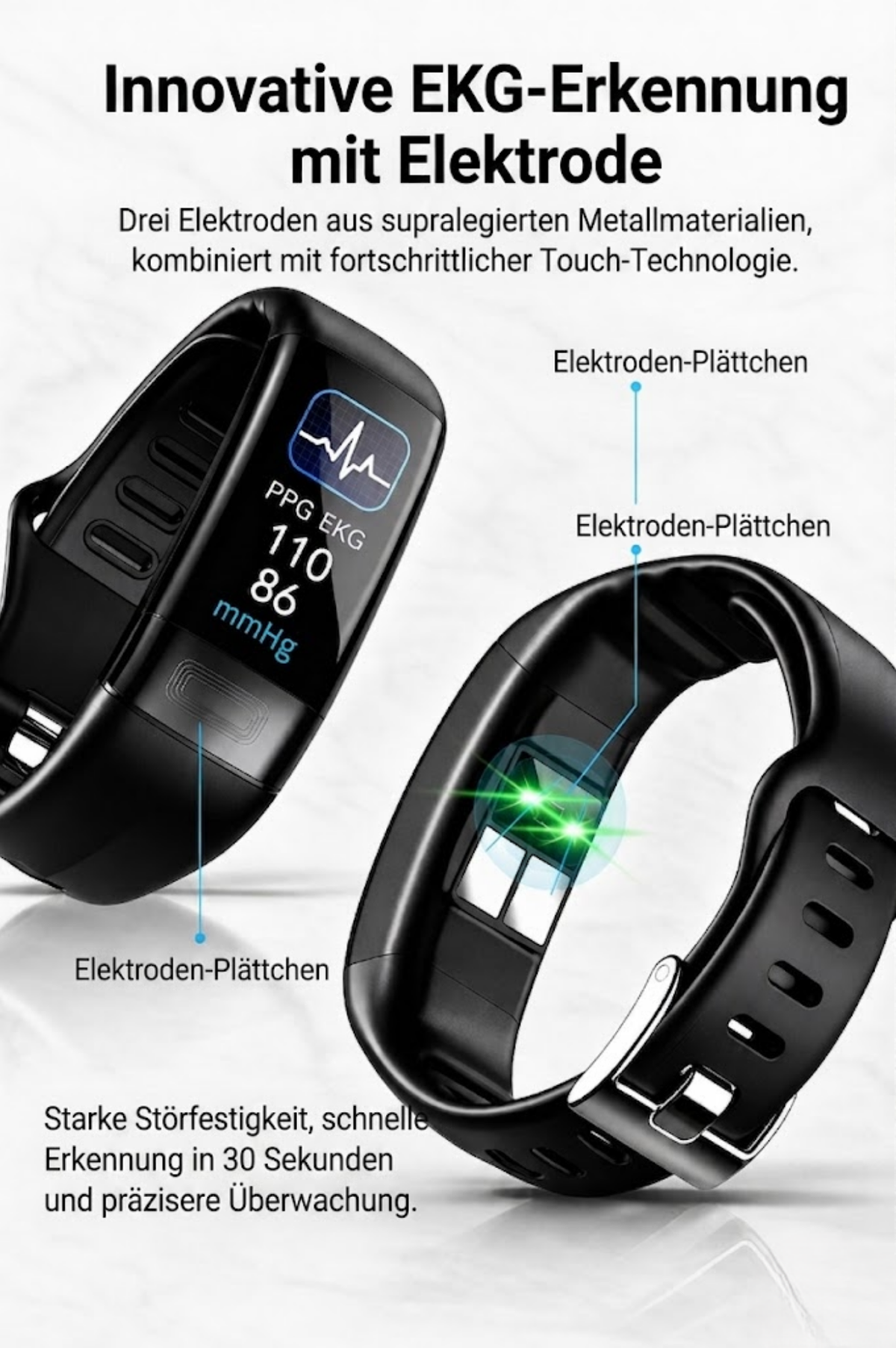 Smartwatch | Gesundheitsmessung | EKG, Blutdruck & Schlaftracking | SmartEdge