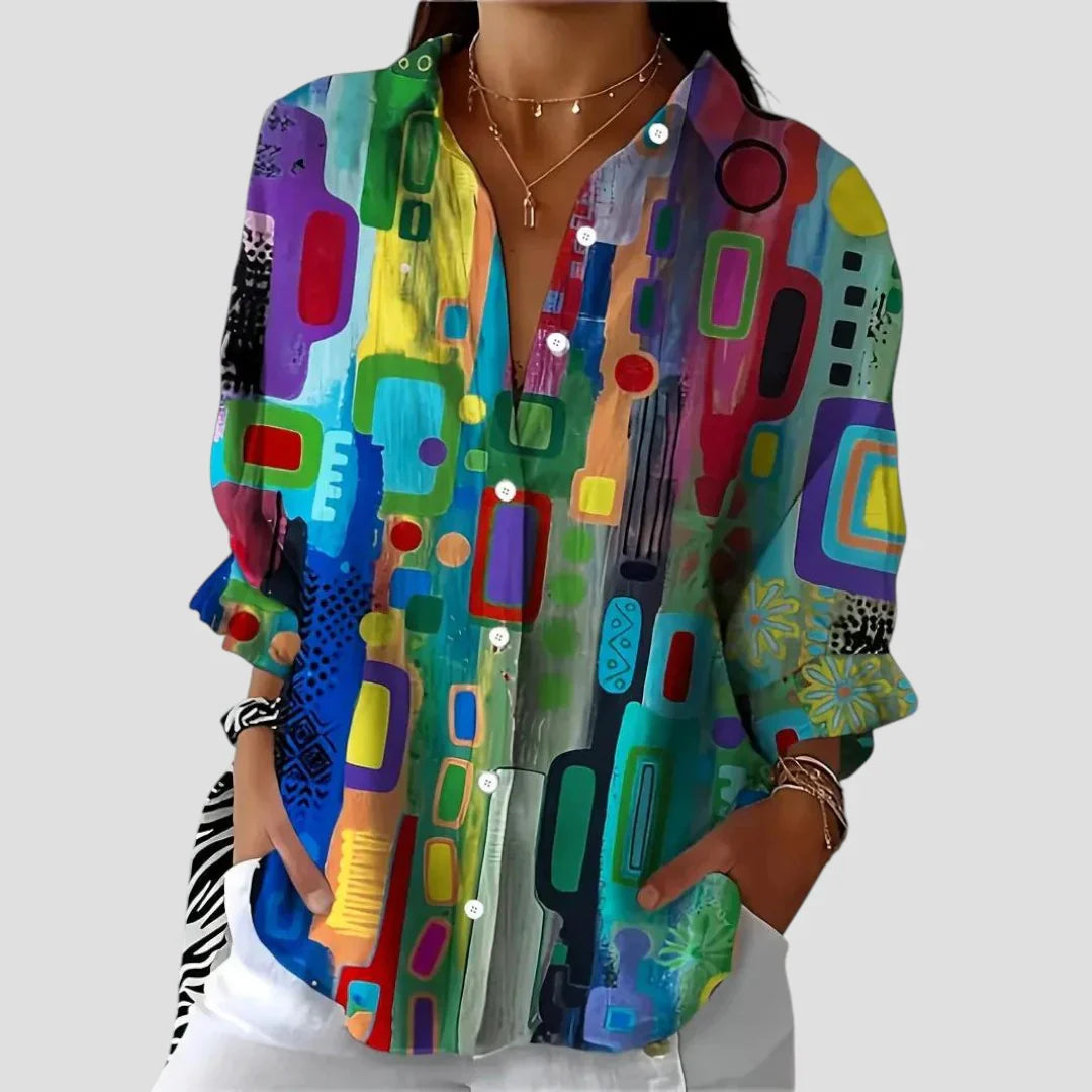 Marion™ / Elegante Bluse mit Geometrischem Muster