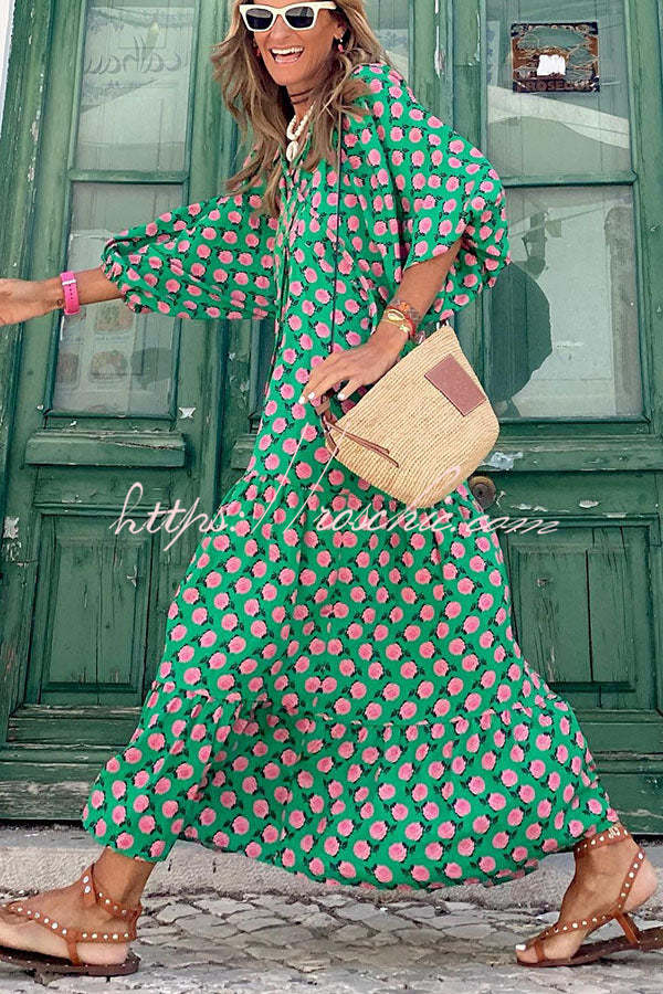 Annalena Puffärmel Stufen-Midikleid