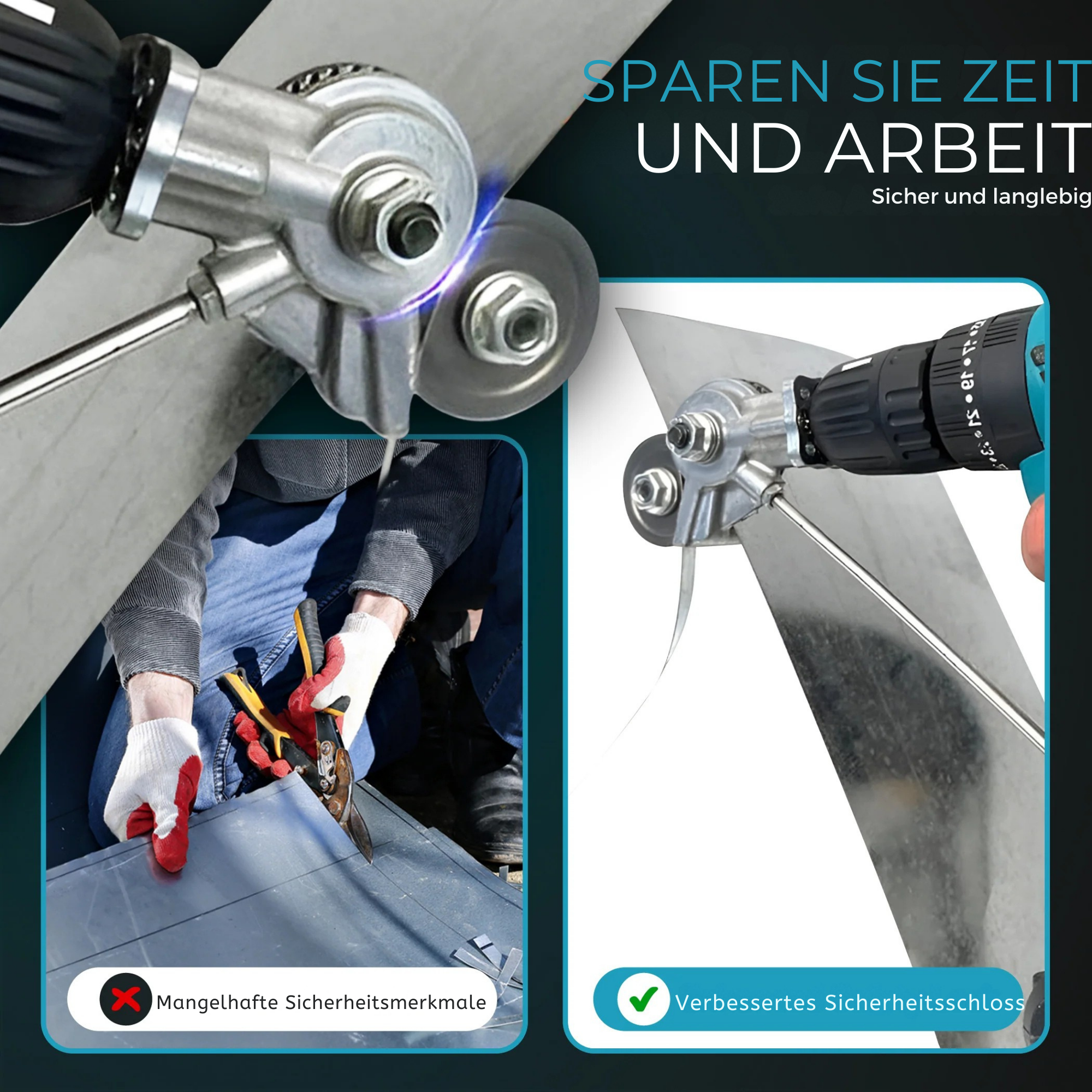 BohrBlech™ / Metallschneidaufsatz für elektrische Bohrmaschinen