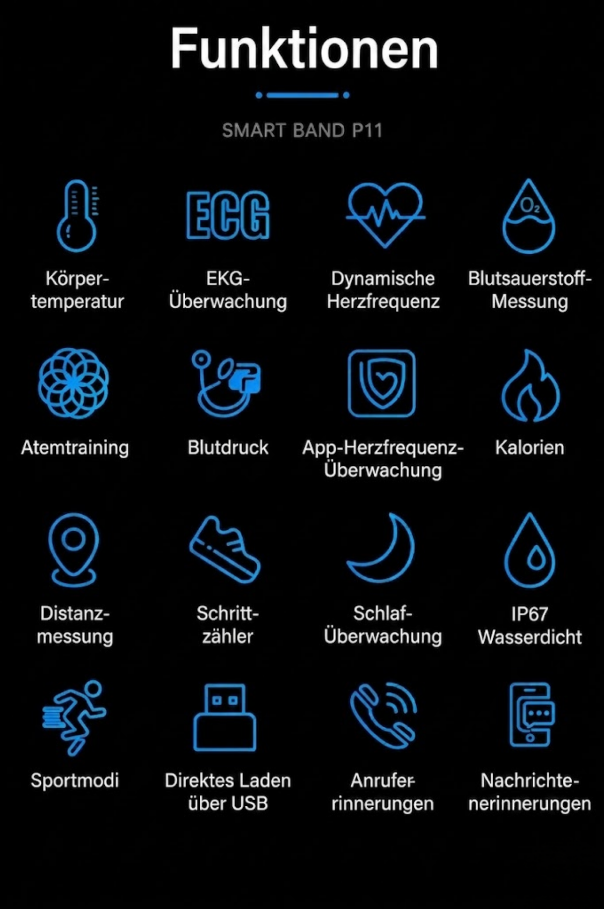 Smartwatch | Gesundheitsmessung | EKG, Blutdruck & Schlaftracking | SmartEdge