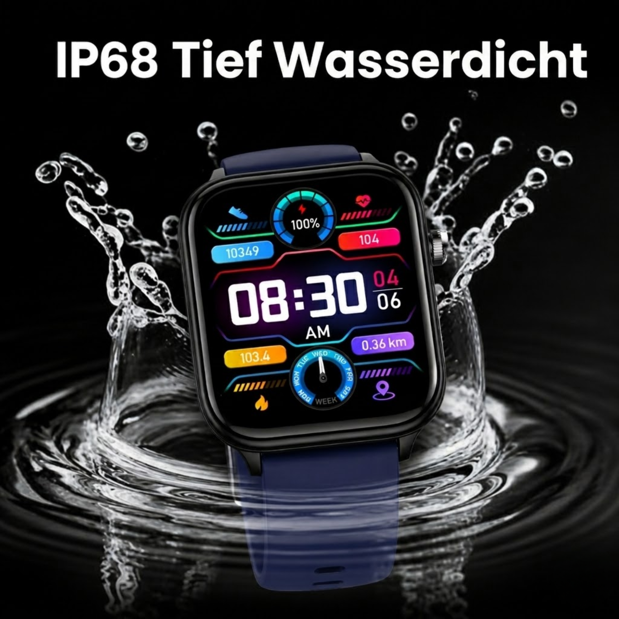 Smartwatch mit SOS-Notfallalarm und Sturzerkennung | Herzfrequenz-, Sauerstoff- und Aktivitätsmessung | Bluetooth und wasserdicht – ConnectPro