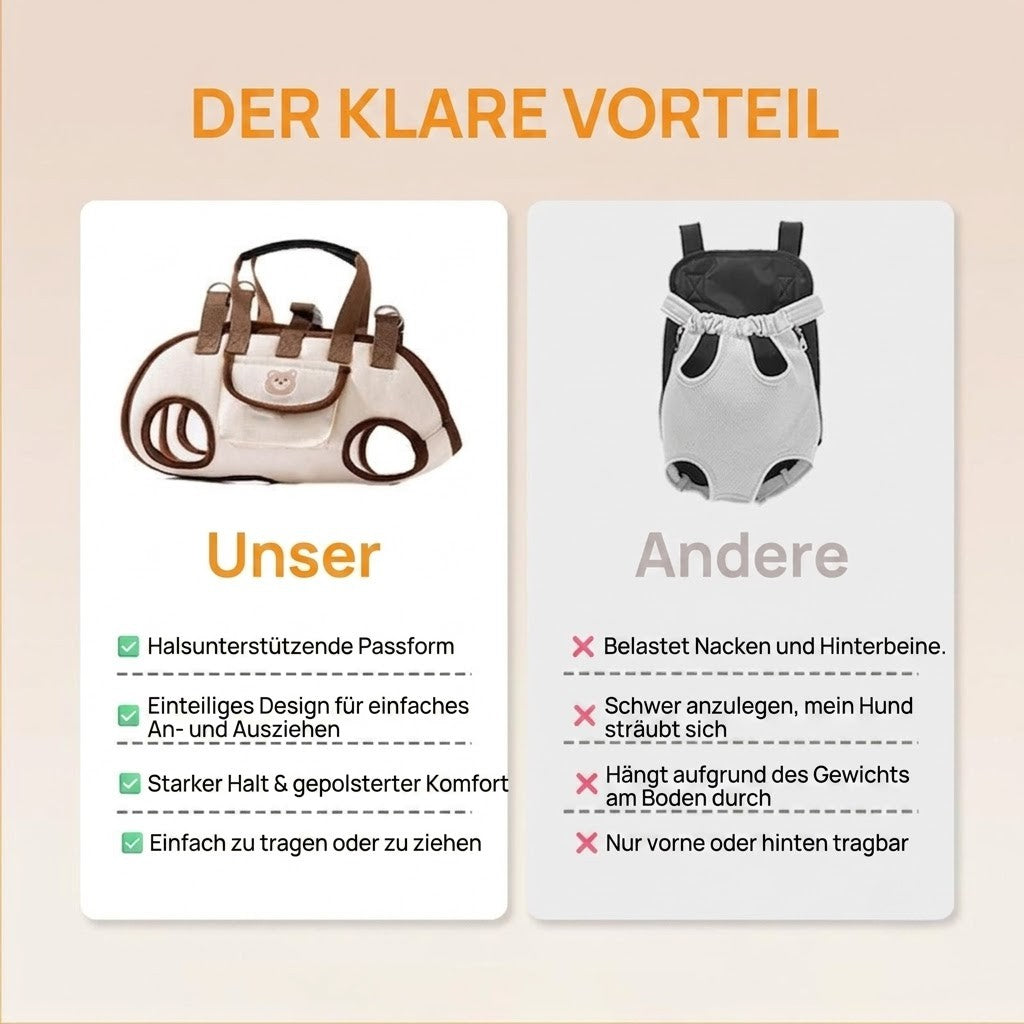 TierTräger – Freihändige Haustier-Tragetasche mit Geschirr
