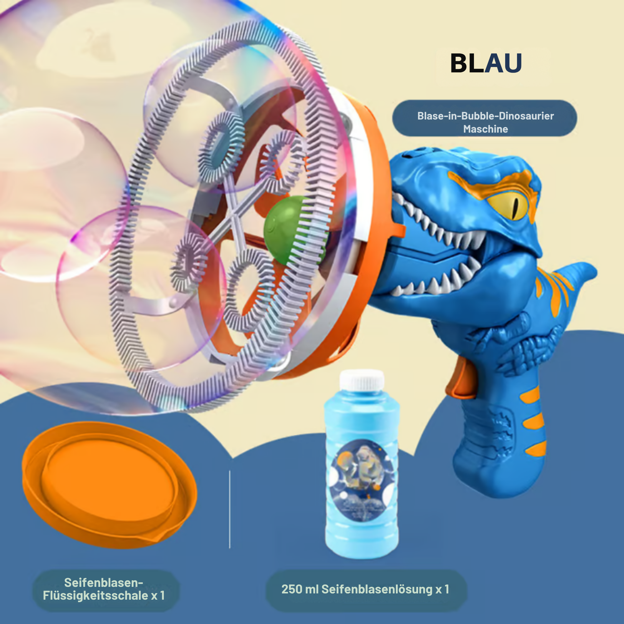DinoBlitz™ / Tragbarer Dinosaurier-Seifenblasenblaster