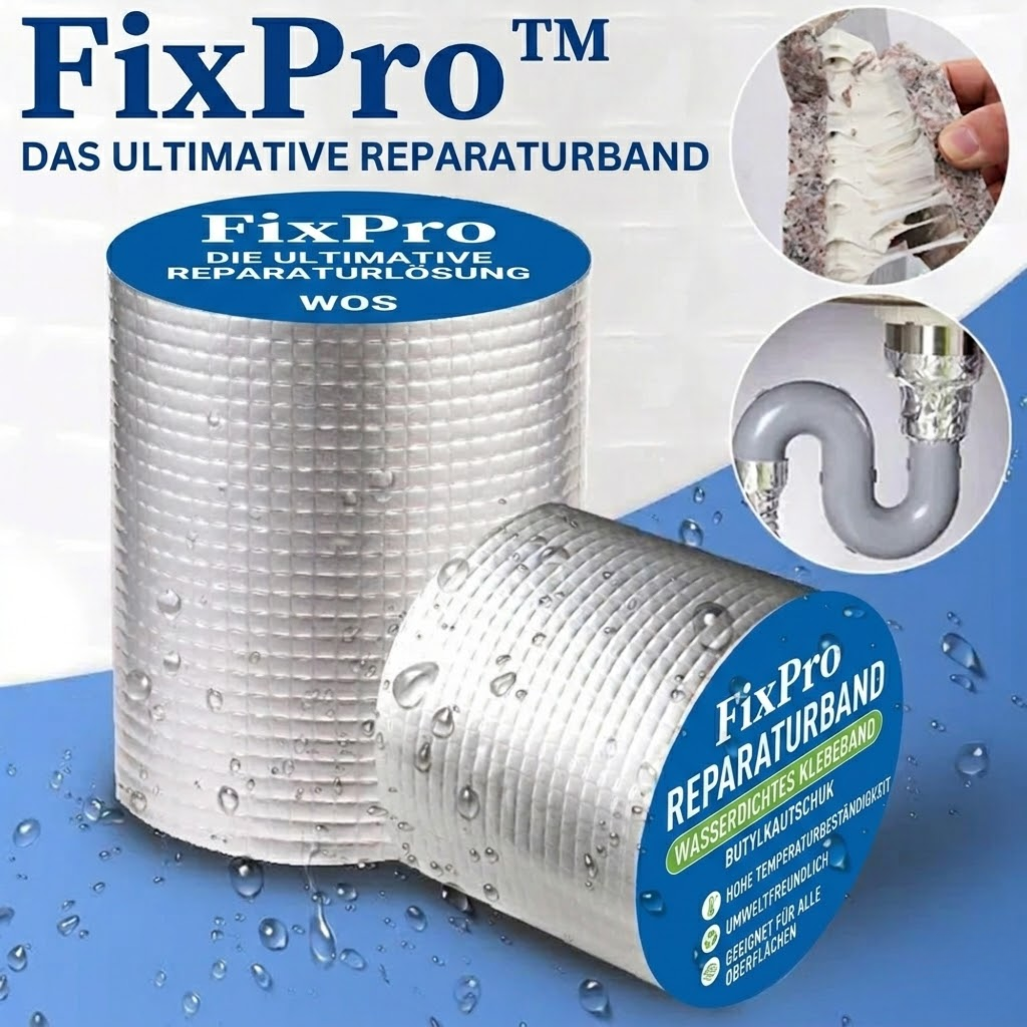Dichtband | Wasserdichtes Reparaturband gegen Lecks | Starke Haftung auf Oberflächen | FixPro