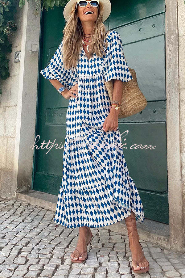 Annalena Puffärmel Stufen-Midikleid