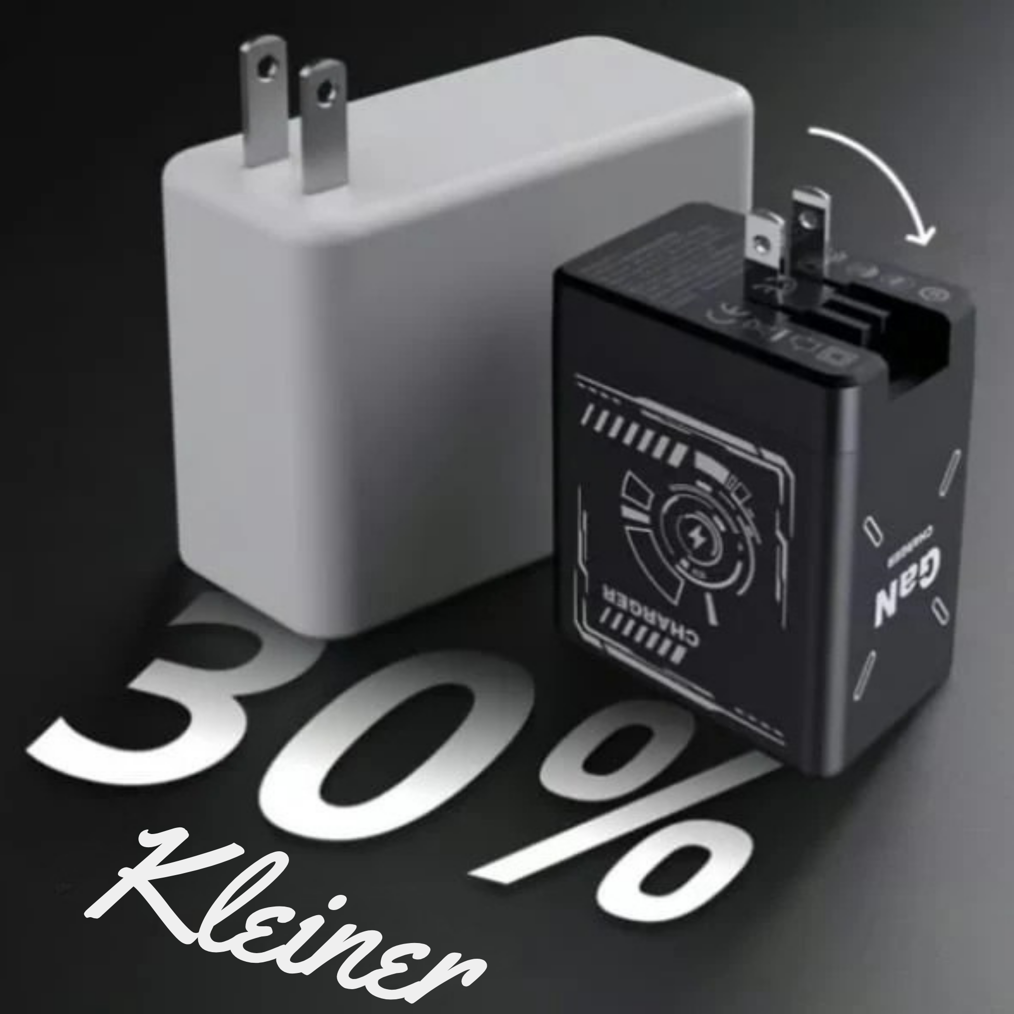 KabelKnirps™ / 2-in-1-Schnellladegerät mit Einzugsmechanismus
