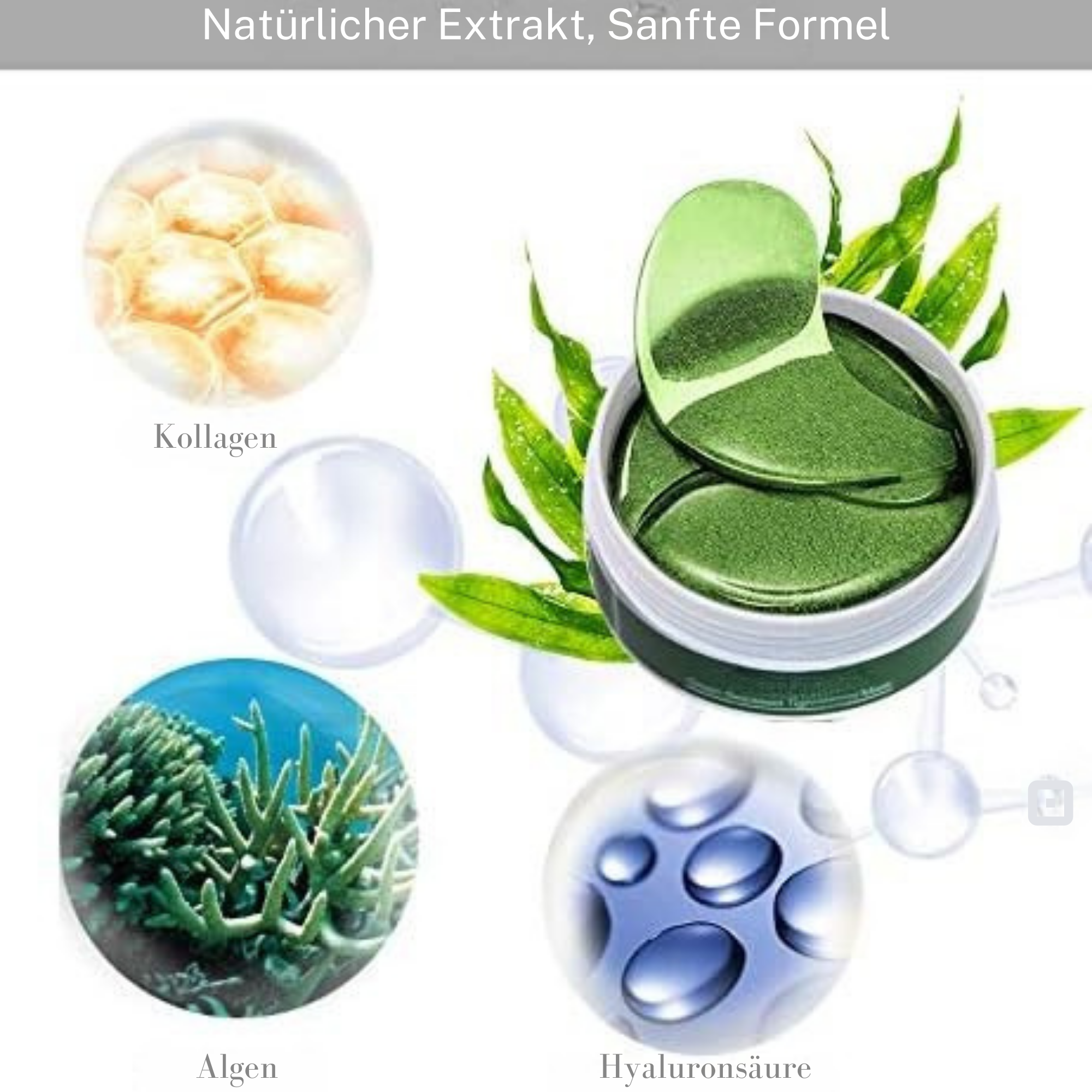 Grüne Algen™ / Straffende Augenpads – 60 Stück (2+1 GRATIS)