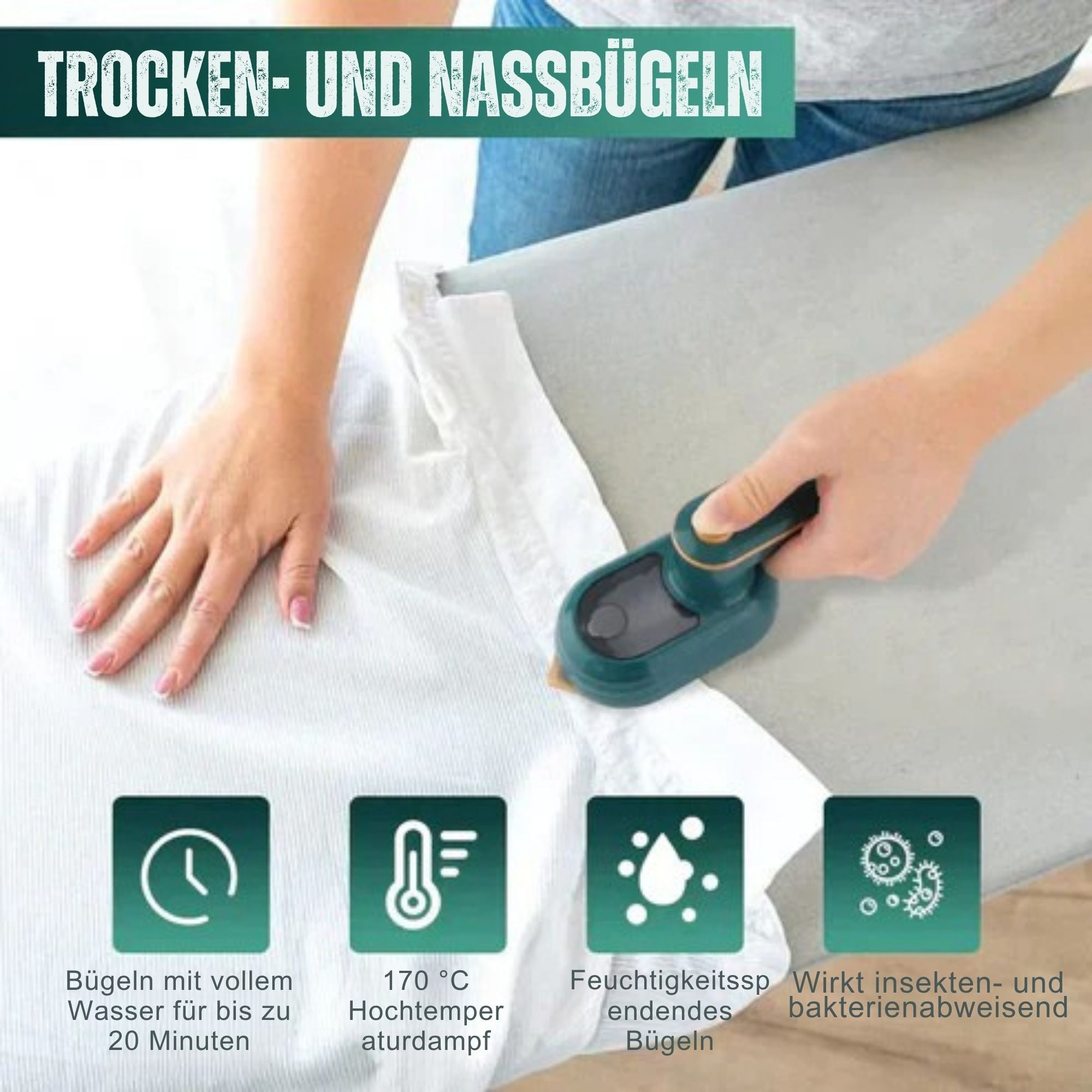 FaltenFrei™ / Kompaktes 2-in-1 Mini Dampfbügeleisen