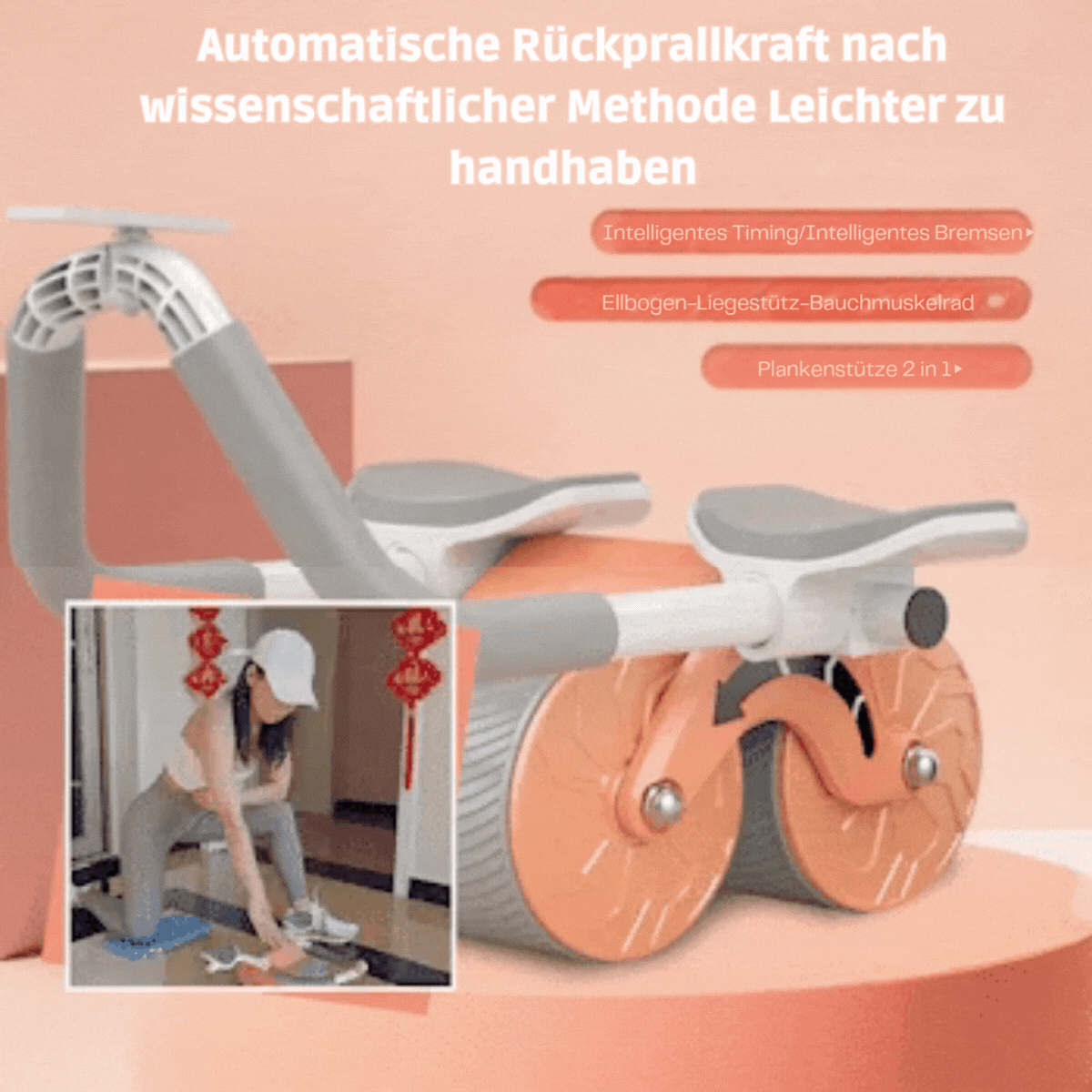 CoreKraft™ / Ellbogenstütze mit Rebound-Funktion und Bauchmuskelrad (inkl. kostenloser Yogamatte)