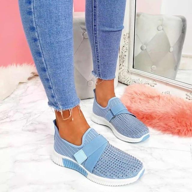 Damen Slip-On Sneaker mit Klettverschluss | Bequeme Freizeitschuhe mit Dämpfender Sohle | Leicht & Atmungsaktiv