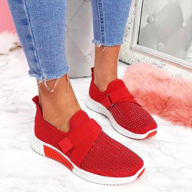 Damen Slip-On Sneaker mit Klettverschluss | Bequeme Freizeitschuhe mit Dämpfender Sohle | Leicht & Atmungsaktiv