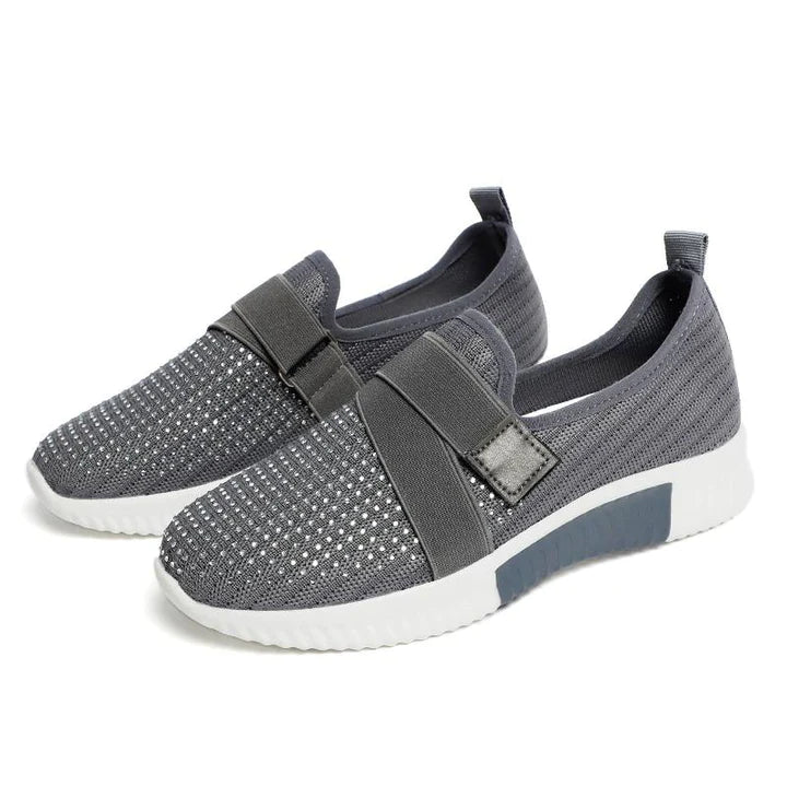 Damen Slip-On Sneaker mit Klettverschluss | Bequeme Freizeitschuhe mit Dämpfender Sohle | Leicht & Atmungsaktiv