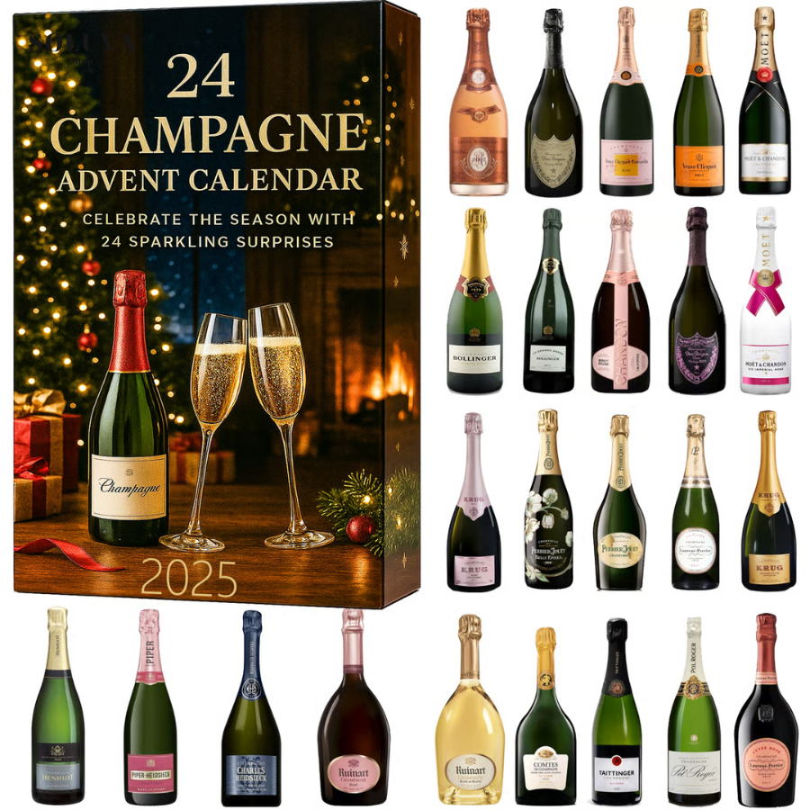 FestFunkeln™ / Champagner-Adventskalender 2025 – 24 luxuriöse Champagnerflaschen – Weihnachtsgeschenk