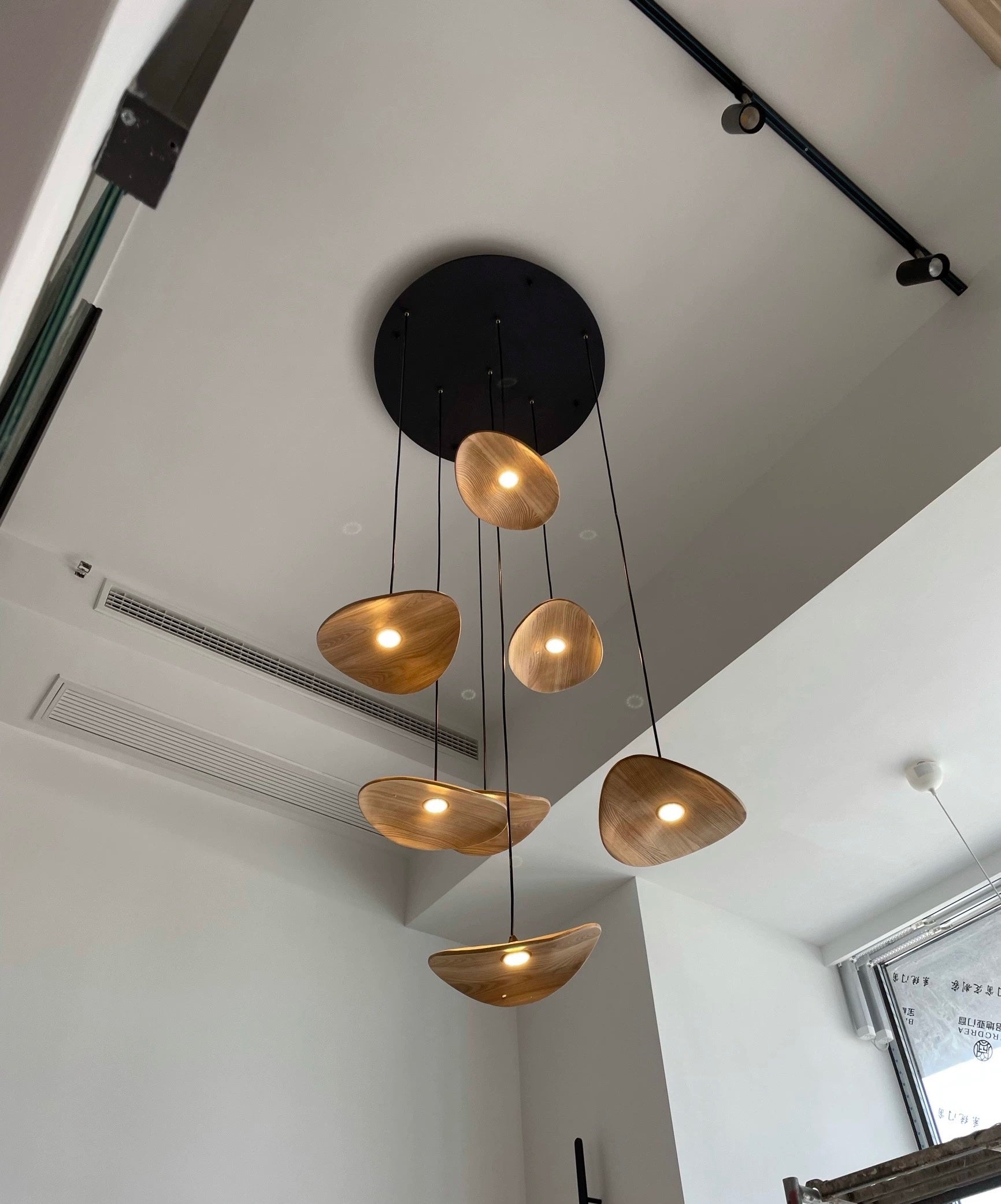 HolzHarmonie™ / Holz Wabi Sabi Japandi Pendelleuchte Kronleuchter