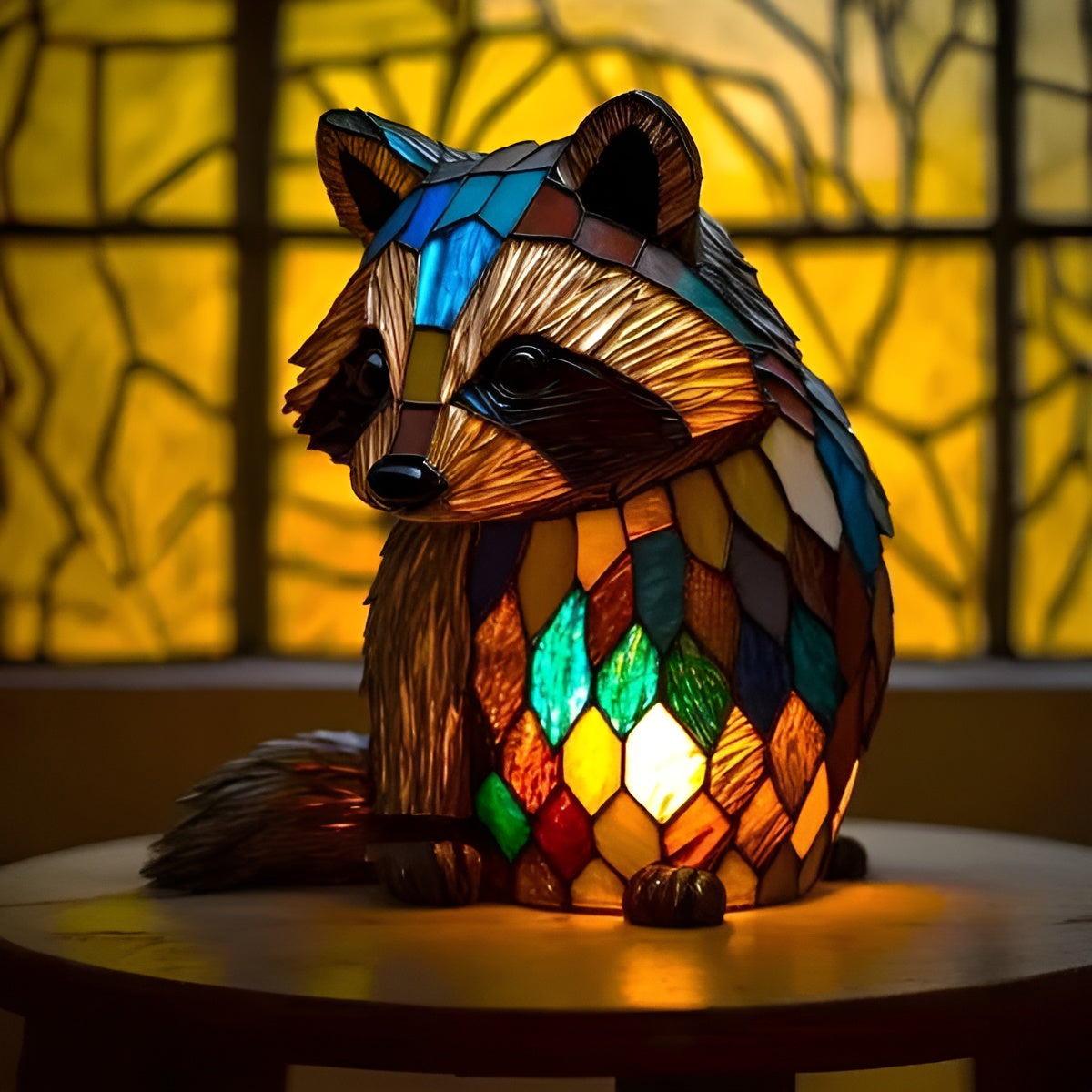 Filou | Magisk Buntglas-Waschbärlampe