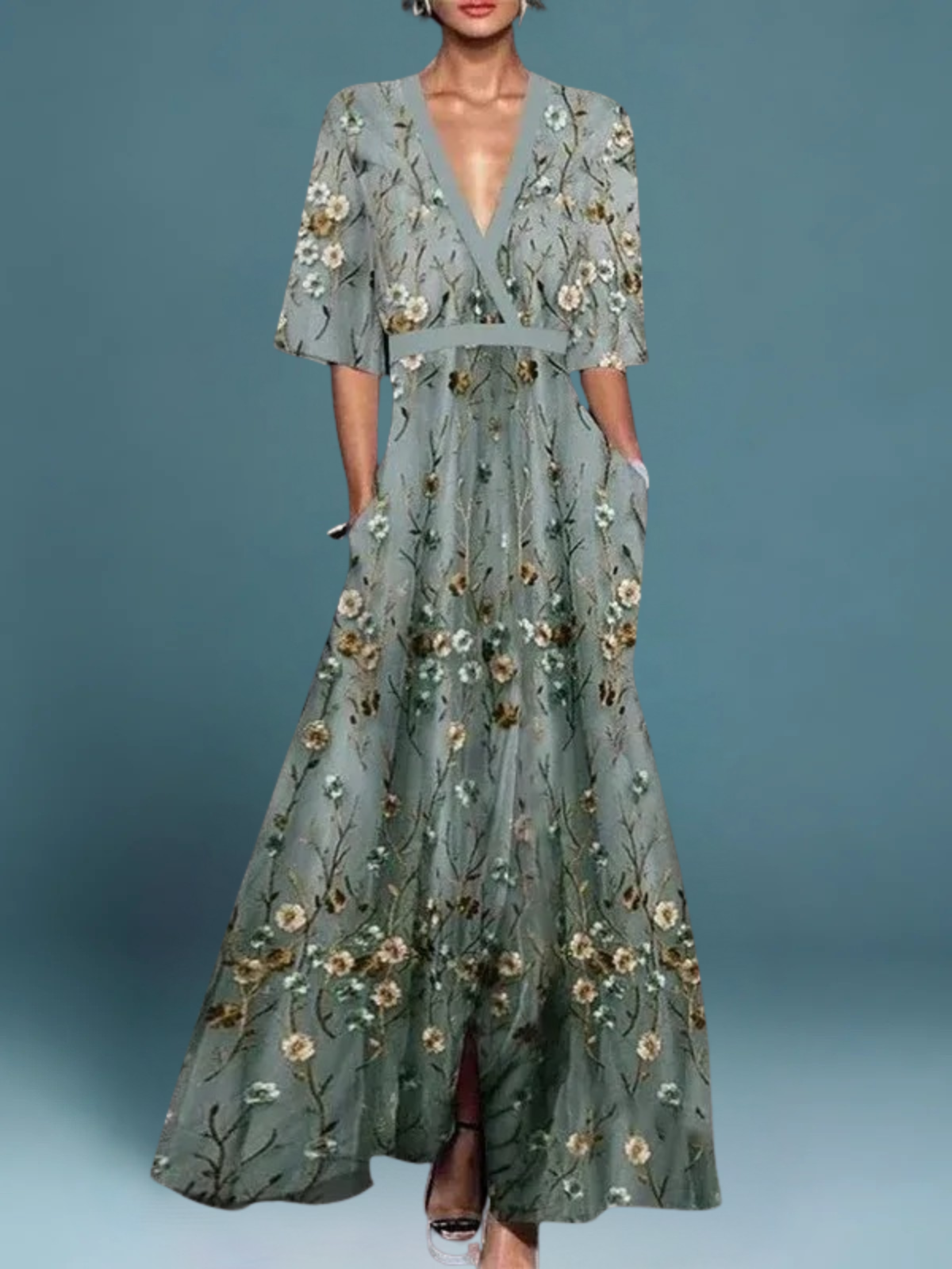 Lena | Elegantes Maxikleid mit Blumenmuster