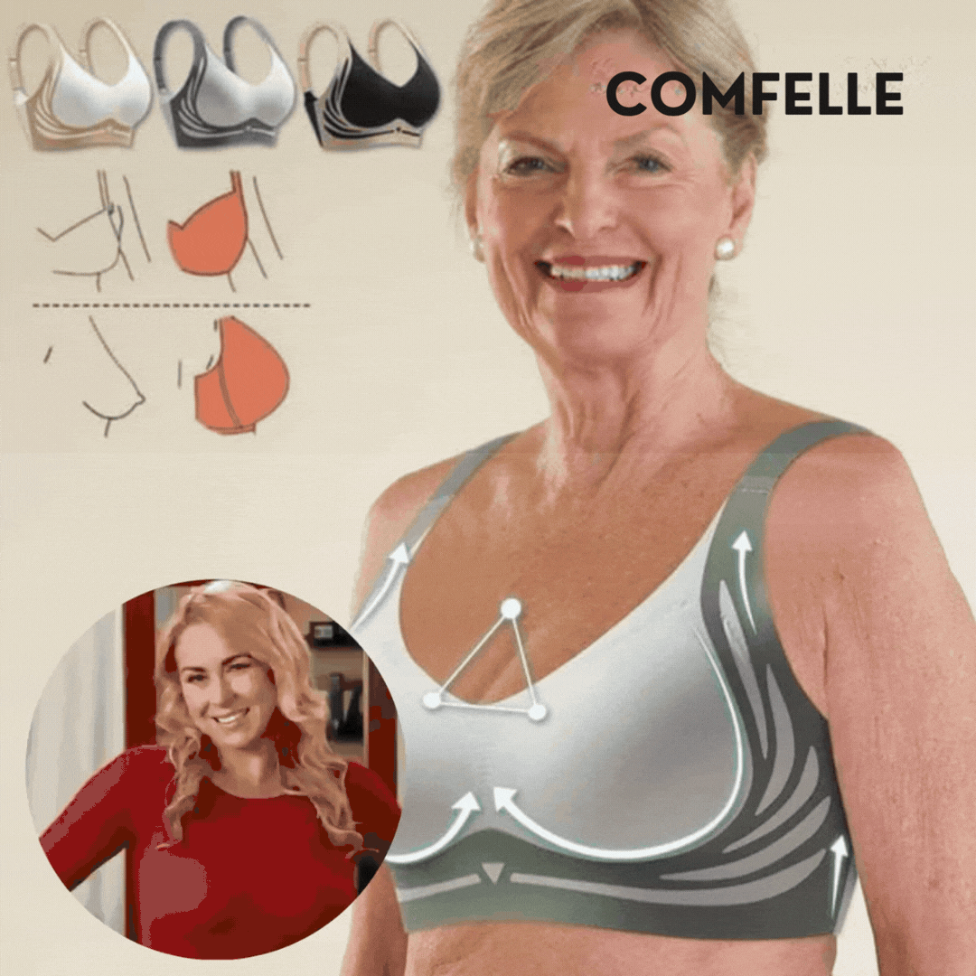 Comfelle / Drahtloser Push-up BH mit Komfort-Lift | Breite Träger & U-Rücken | Sicherer Halt mit weichem Tragegefühl