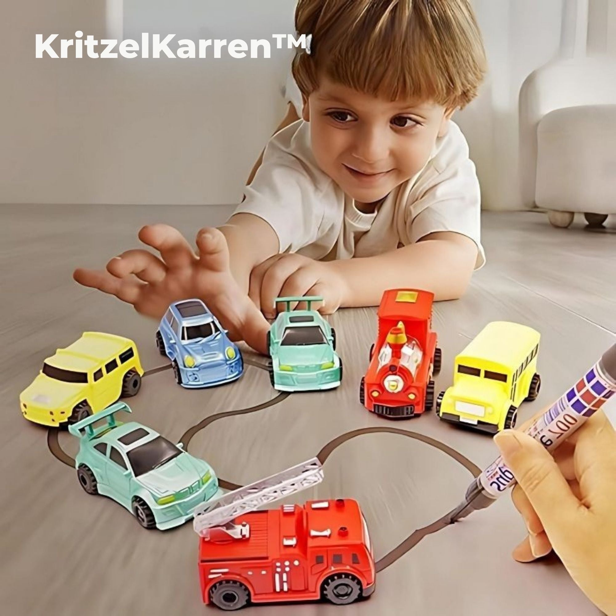 KritzelKarren™ / Rückverfolgbares Spielzeugauto & Induktiver Zauberstift