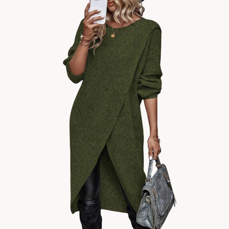 Emma | Luxuriöses Strickkleid mit Schlitz für Damen