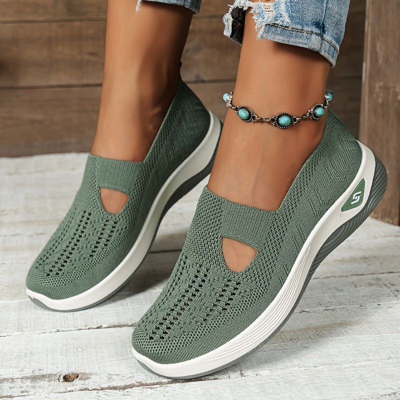 Damen Slip-On Sneaker orthopädisch & ultraleicht | atmungsaktives Strick-Obermaterial, dämpfendes Fußbett | bequem für Alltag & Spaziergänge