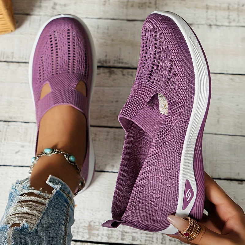 Damen Slip-On Sneaker orthopädisch & ultraleicht | atmungsaktives Strick-Obermaterial, dämpfendes Fußbett | bequem für Alltag & Spaziergänge