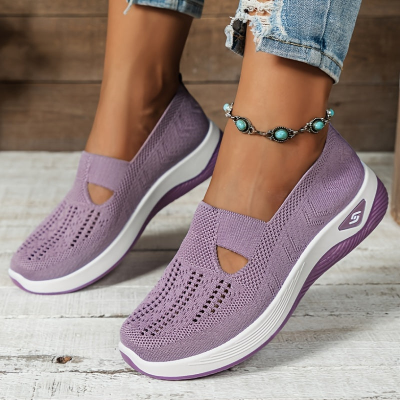 Damen Slip-On Sneaker orthopädisch & ultraleicht | atmungsaktives Strick-Obermaterial, dämpfendes Fußbett | bequem für Alltag & Spaziergänge