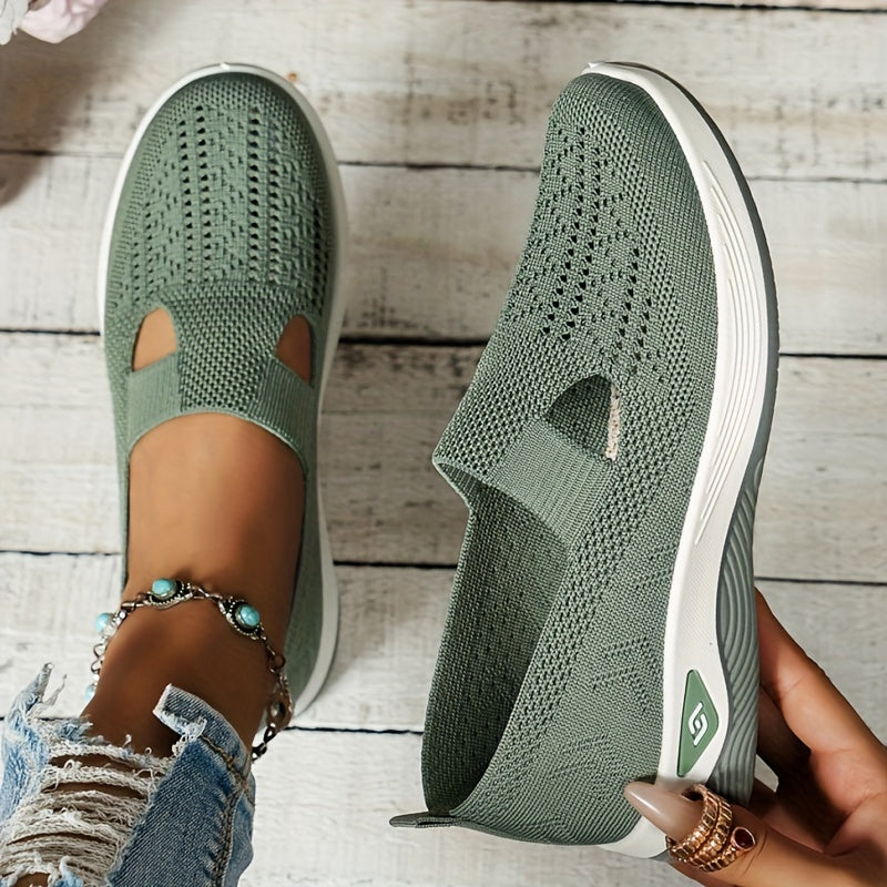Damen Slip-On Sneaker orthopädisch & ultraleicht | atmungsaktives Strick-Obermaterial, dämpfendes Fußbett | bequem für Alltag & Spaziergänge