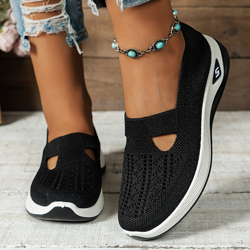 Damen Slip-On Sneaker orthopädisch & ultraleicht | atmungsaktives Strick-Obermaterial, dämpfendes Fußbett | bequem für Alltag & Spaziergänge