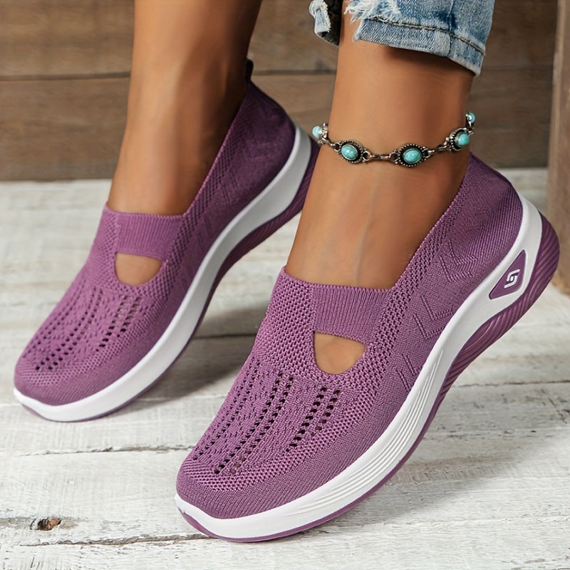 Damen Slip-On Sneaker orthopädisch & ultraleicht | atmungsaktives Strick-Obermaterial, dämpfendes Fußbett | bequem für Alltag & Spaziergänge