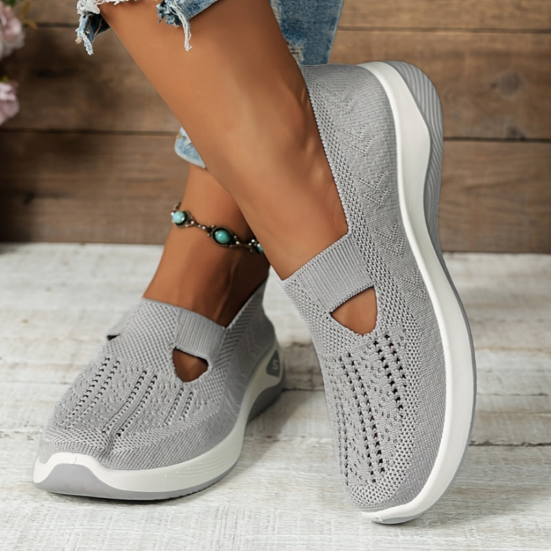 Damen Slip-On Sneaker orthopädisch & ultraleicht | atmungsaktives Strick-Obermaterial, dämpfendes Fußbett | bequem für Alltag & Spaziergänge