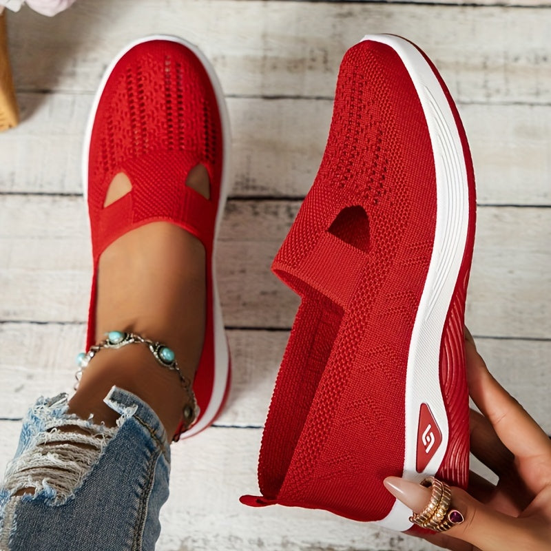 Damen Slip-On Sneaker orthopädisch & ultraleicht | atmungsaktives Strick-Obermaterial, dämpfendes Fußbett | bequem für Alltag & Spaziergänge