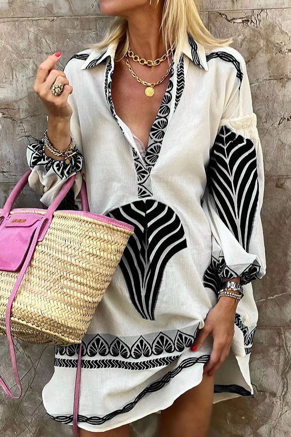 Annette Bedrucktes Tunika-Hemdkleid in Minilänge - Sopheria