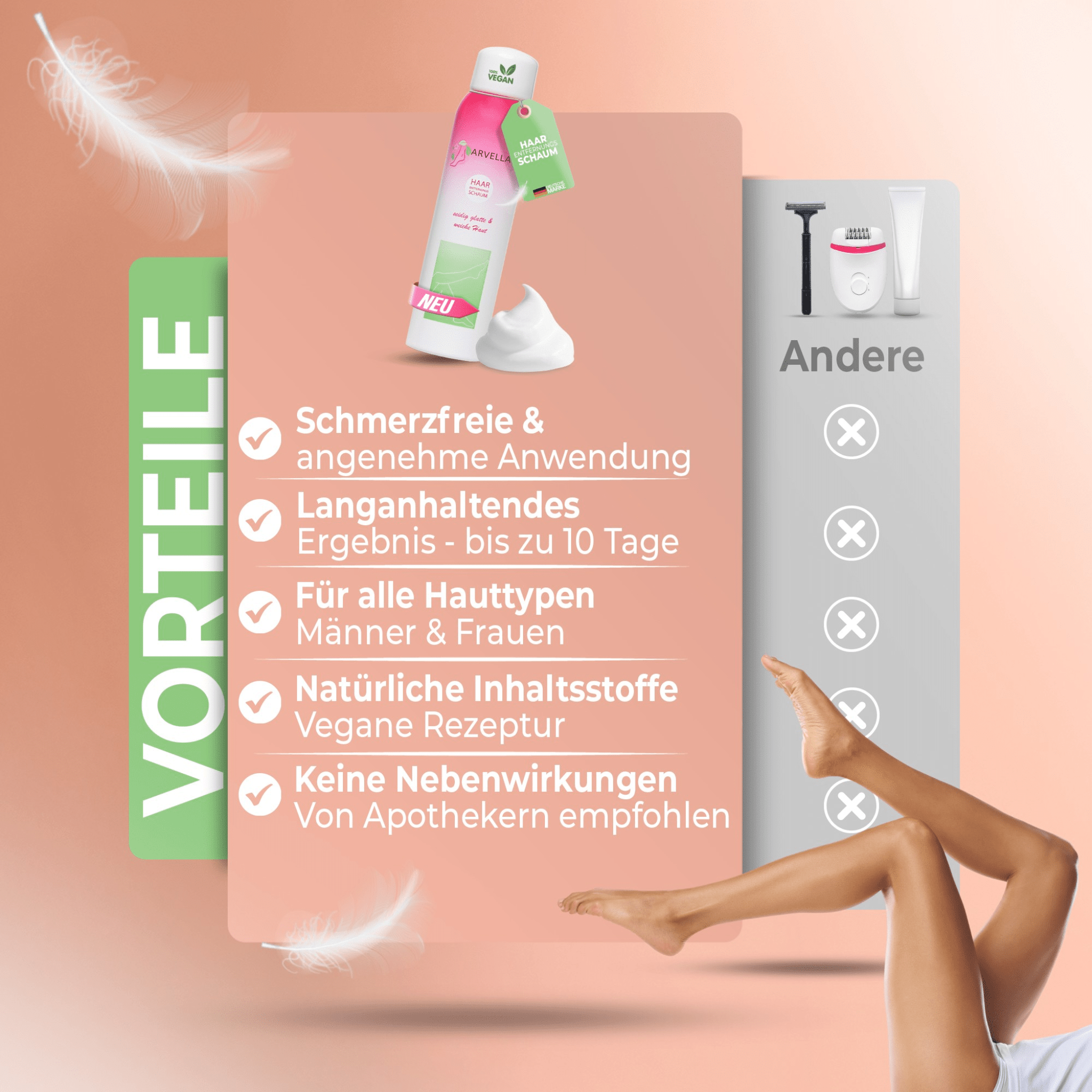 Arvella - Enthaarungsschaum für glatte Haut in nur Minuten - Sopheria
