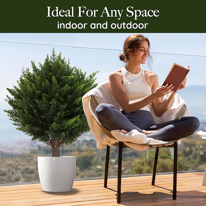 BlattBrise™ / UV-beständiger künstlicher Zedern-Topiary-Kugelbaum - Sopheria
