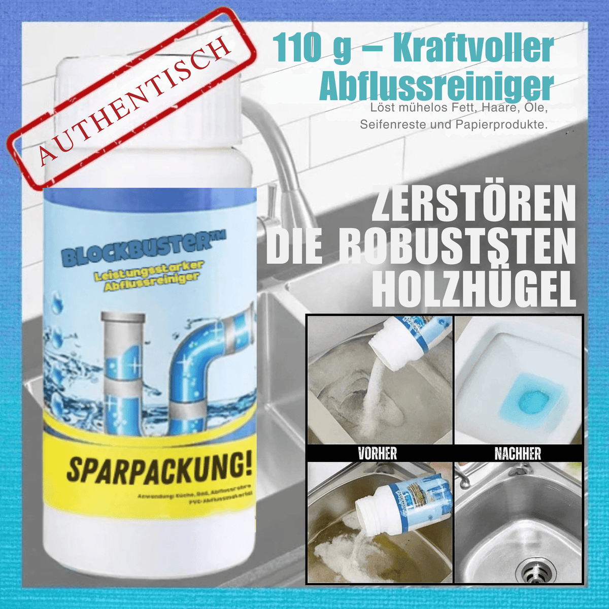 BlockBuster™ / Leistungsstarker Abflussreiniger – Beseitigt Verstopfungen In Minuten - Sopheria
