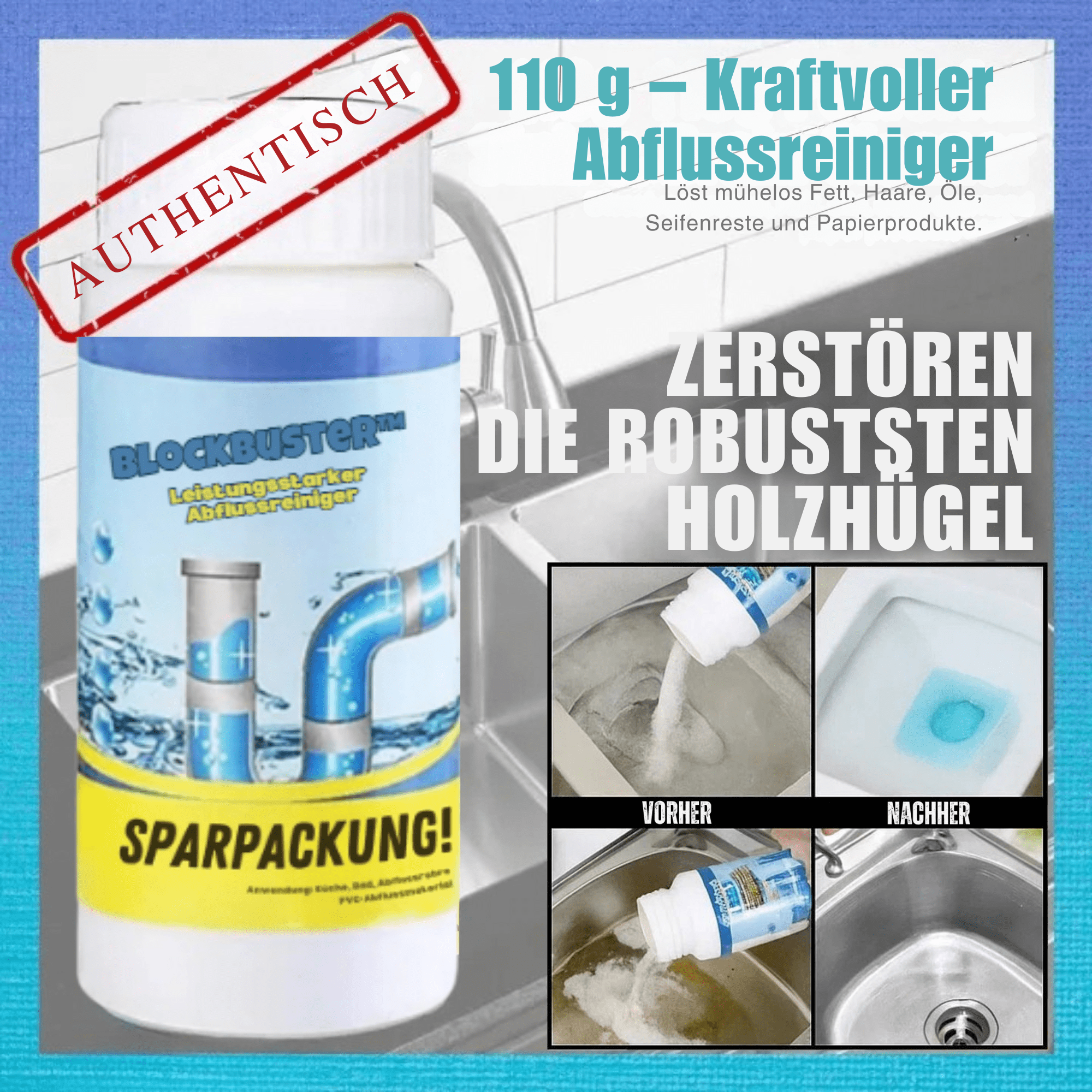 BlockBuster™ / Leistungsstarker Abflussreiniger – Beseitigt Verstopfungen In Minuten - Sopheria