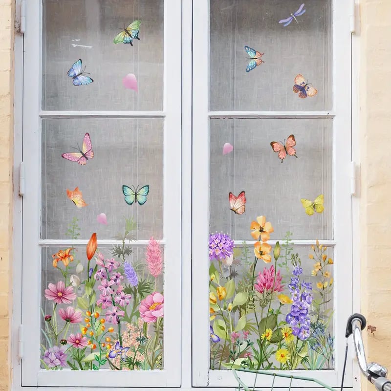 BlütenBild™ / Bunter Blumenstrauß Fensteraufkleber - Sopheria