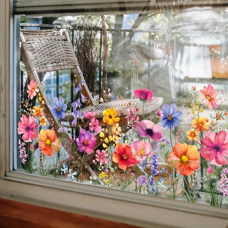 BlütenBild™ / Bunter Blumenstrauß Fensteraufkleber - Sopheria
