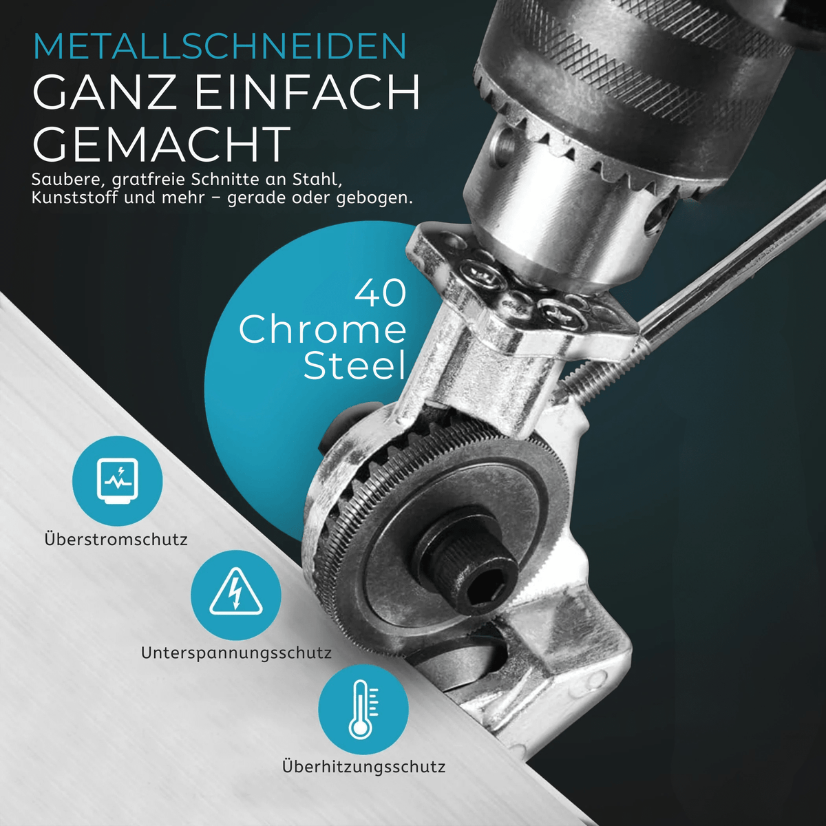 BohrBlech™ / Metallschneidaufsatz für elektrische Bohrmaschinen - Sopheria