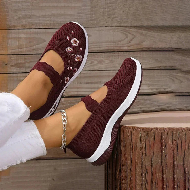 Damen Freizeit Atmungsaktive Slip-On Orthopädische Walkingsneaker