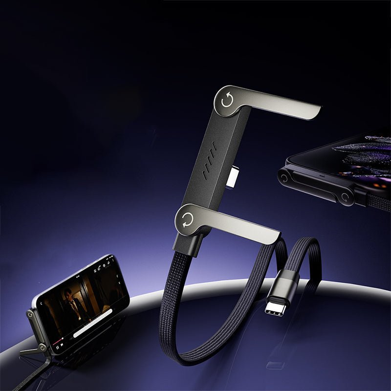 Chargepod – 240W USB-C Schnellladekabel mit integriertem Mehrwinkel-Handyständer - Sopheria