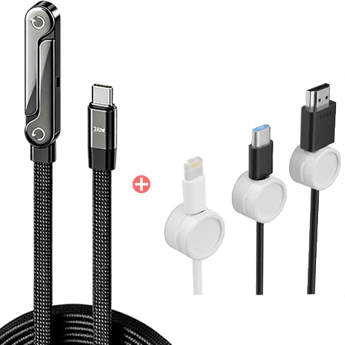 Chargepod – 240W USB-C Schnellladekabel mit integriertem Mehrwinkel-Handyständer - Sopheria